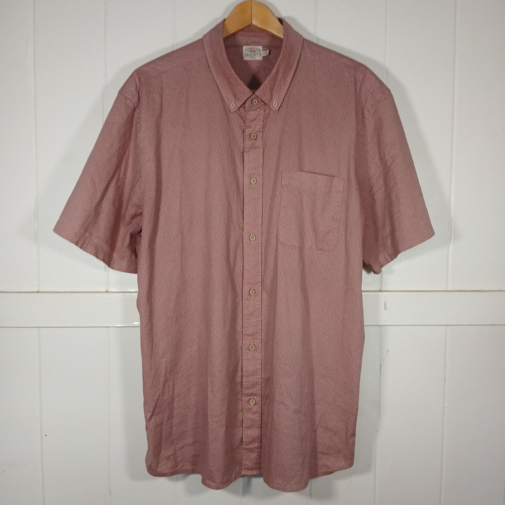 Faherty Button Down Shirt Mens XXL Pink Geometric Fan Print Short Sleeve MWU2344